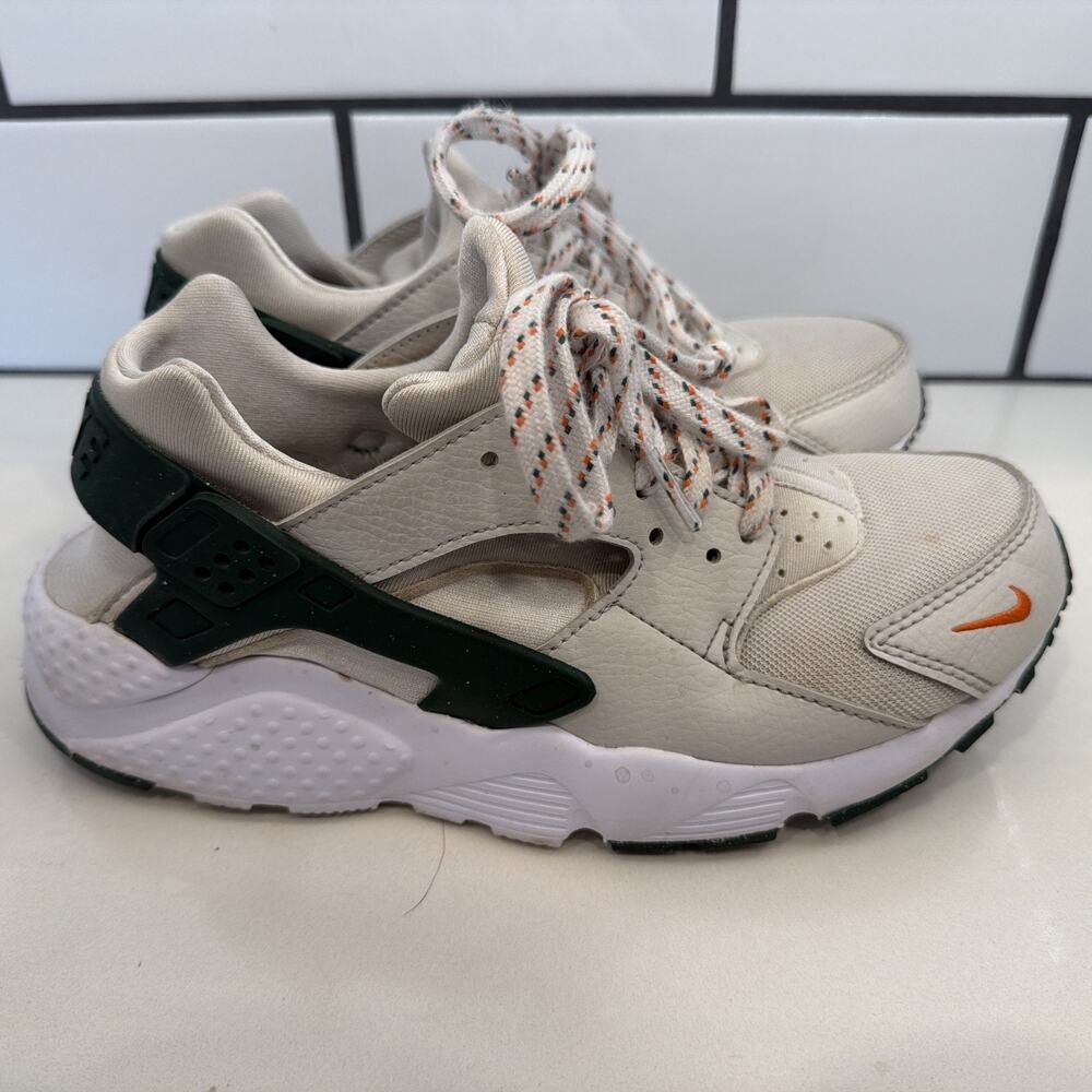 Nike Huarache Run Low Ivory Green Orange Women’s 6.5 Youth 5
